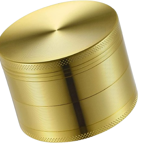 A sleek gold weed herb grinder.