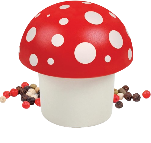 A whimsical mushroom-shaped herb grinder.